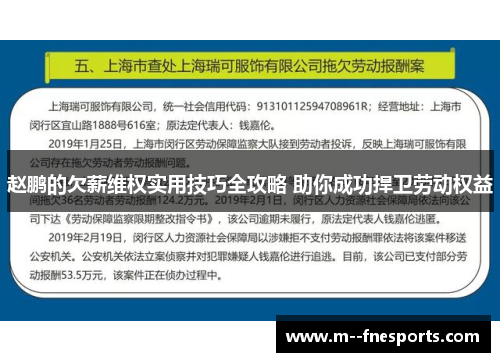 赵鹏的欠薪维权实用技巧全攻略 助你成功捍卫劳动权益